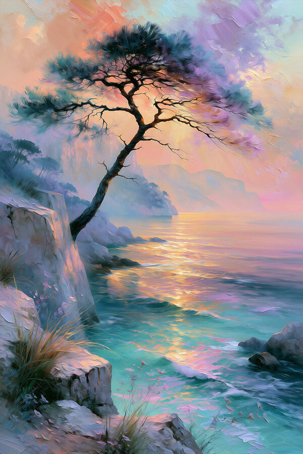 Tree on a cliff by the water Tree on a cliff by the water