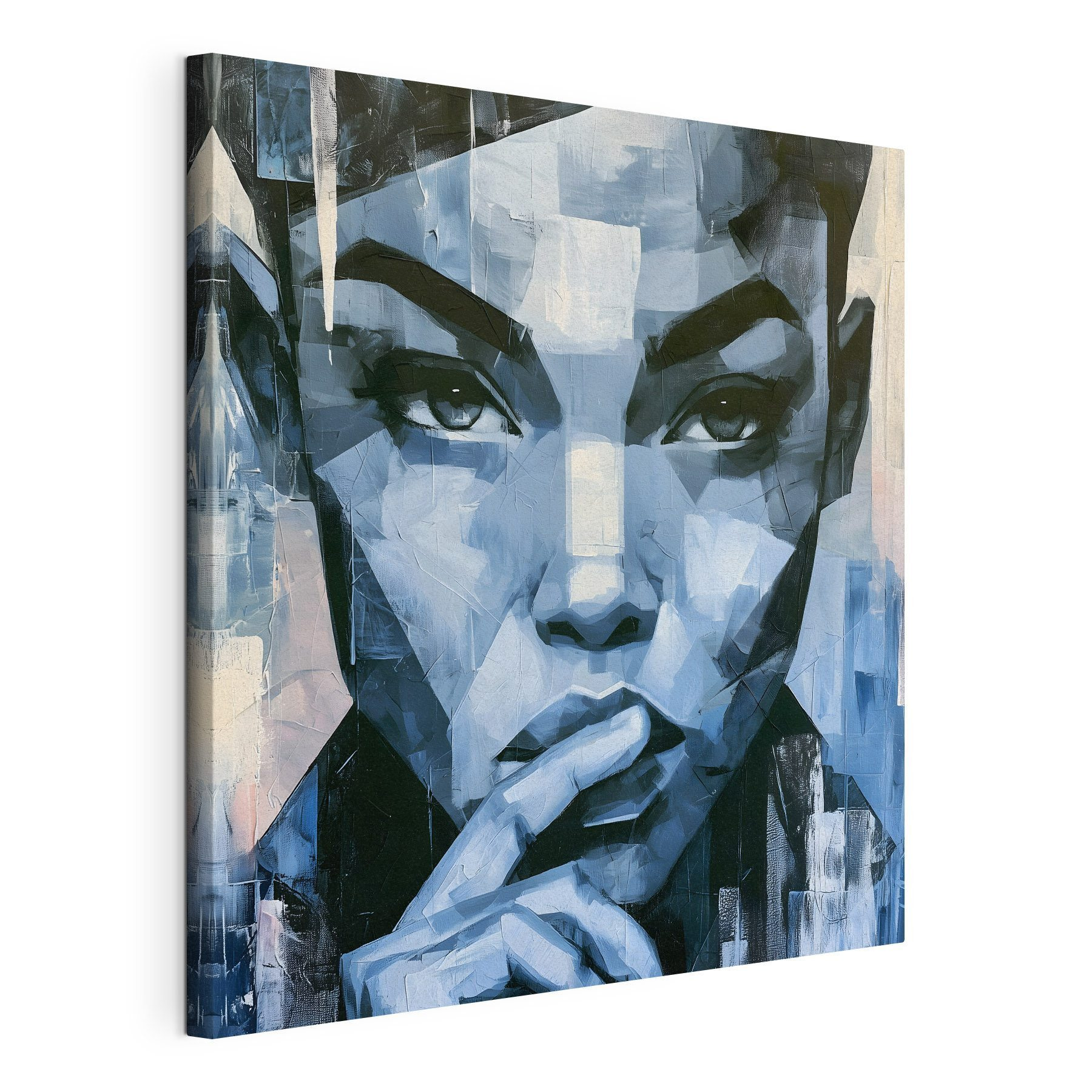Painting of a woman with her finger on her mouth Painting of a woman with her finger on her mouth