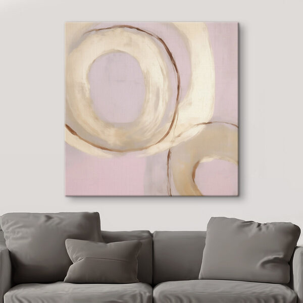 Painting of circles on a pink background