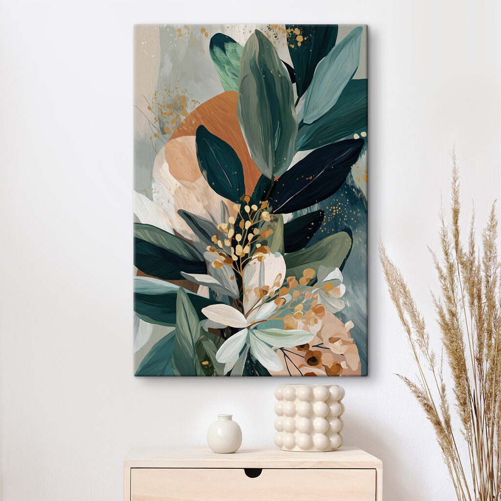 Painting of leaves and flowers