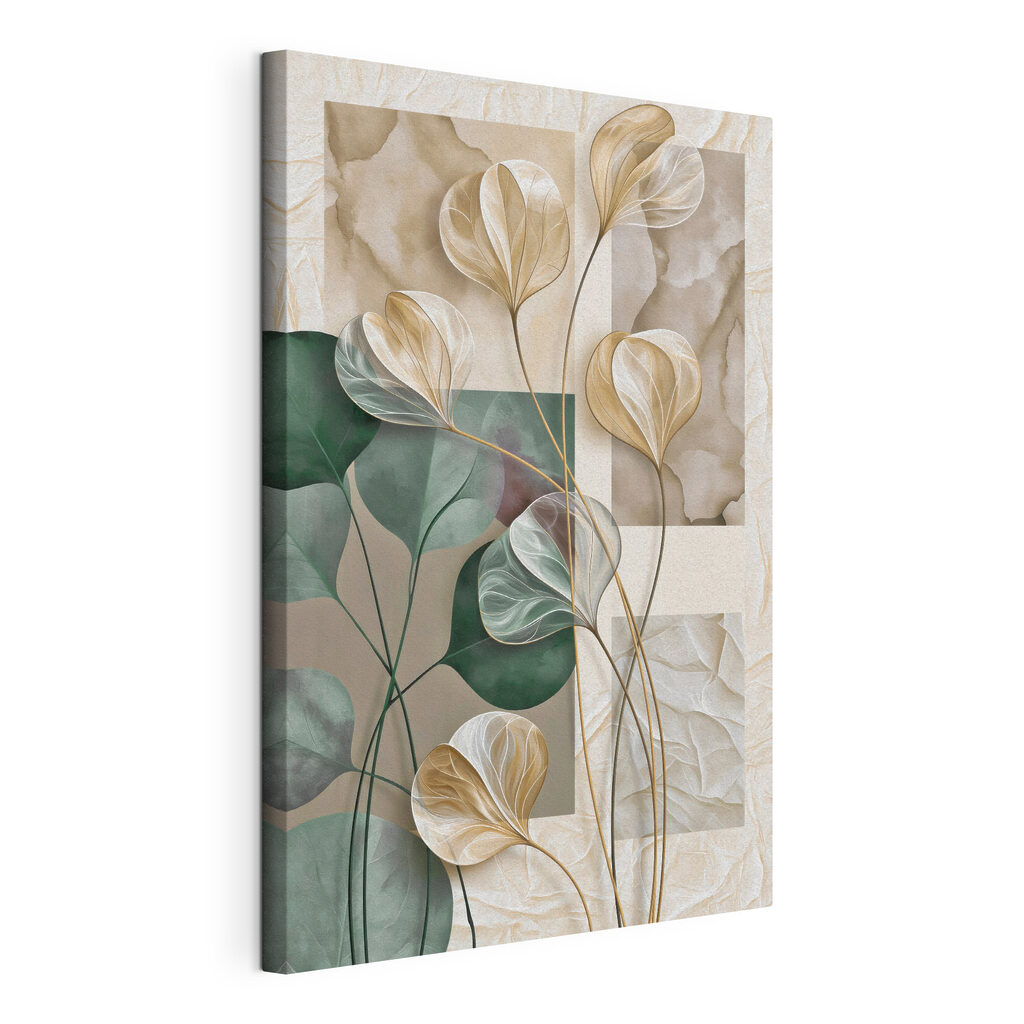 Delicate leaves against serene backgrounds