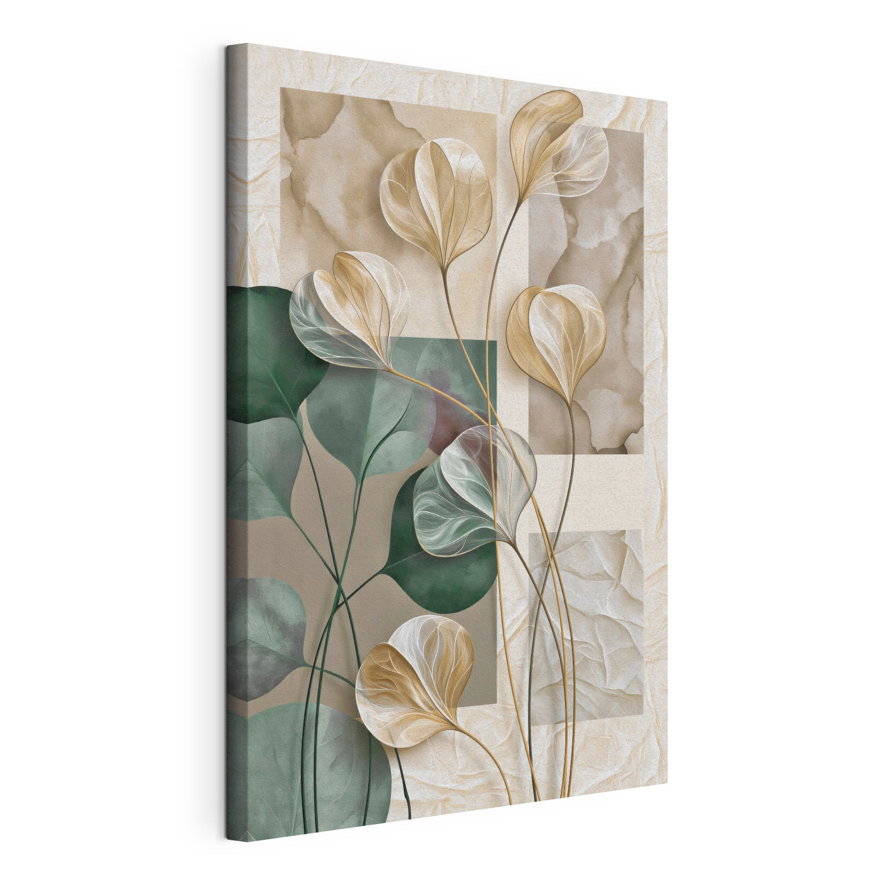Delicate leaves against serene backgrounds