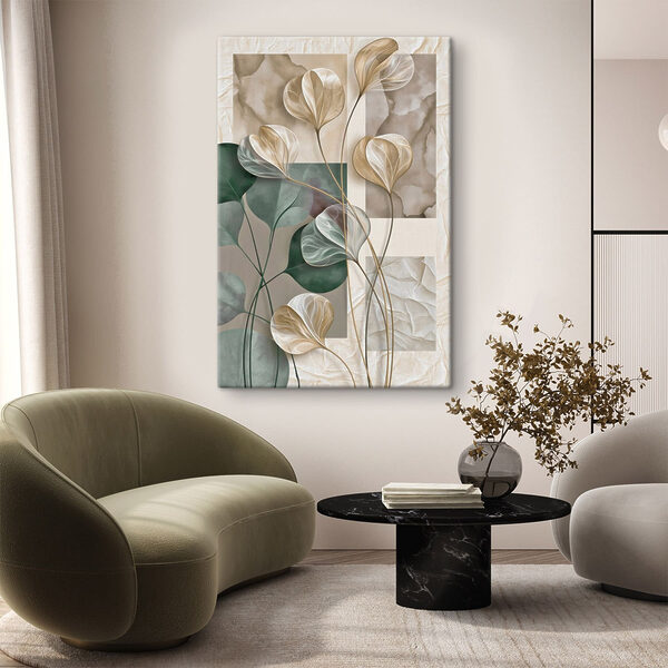 Delicate leaves against serene backgrounds