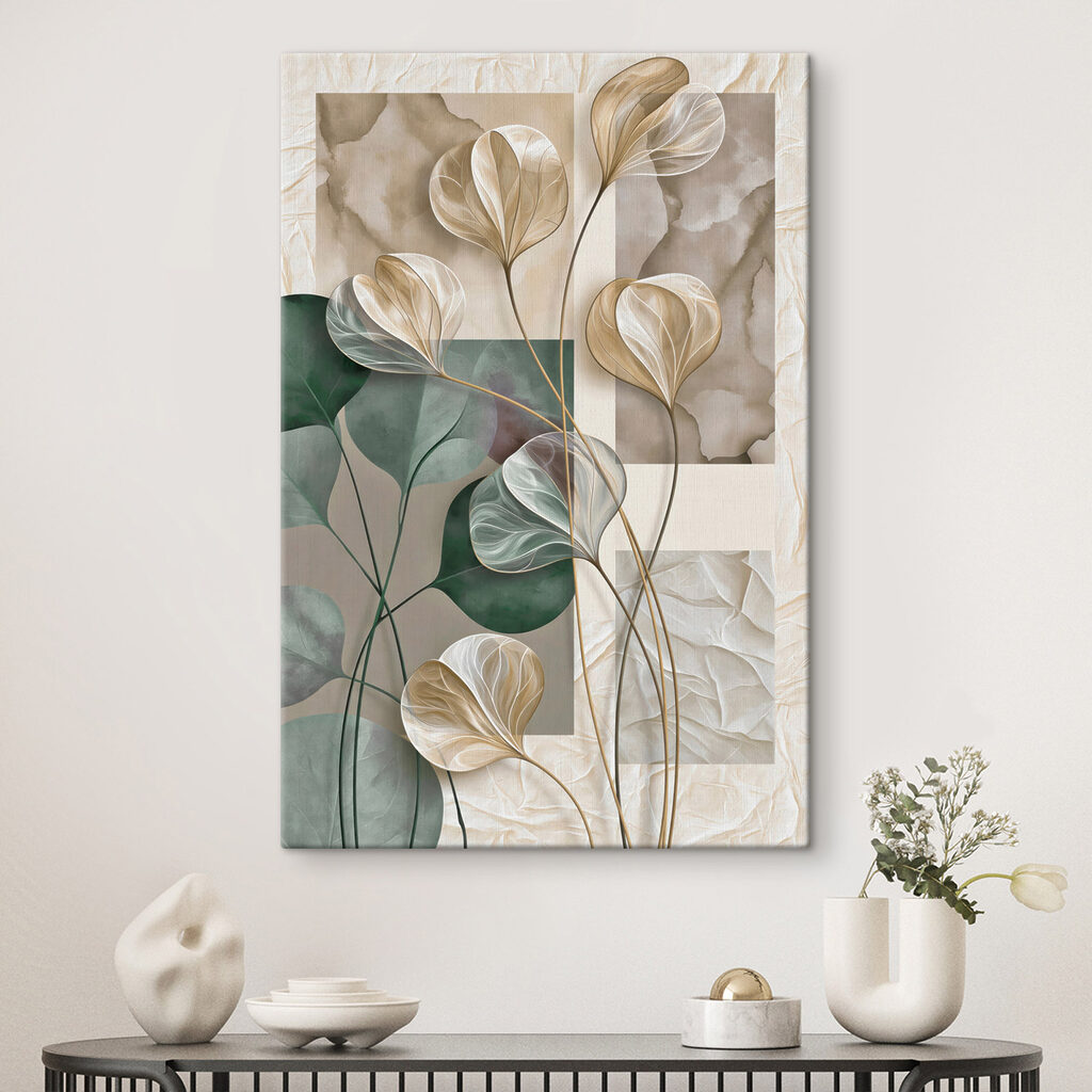 Delicate leaves against serene backgrounds