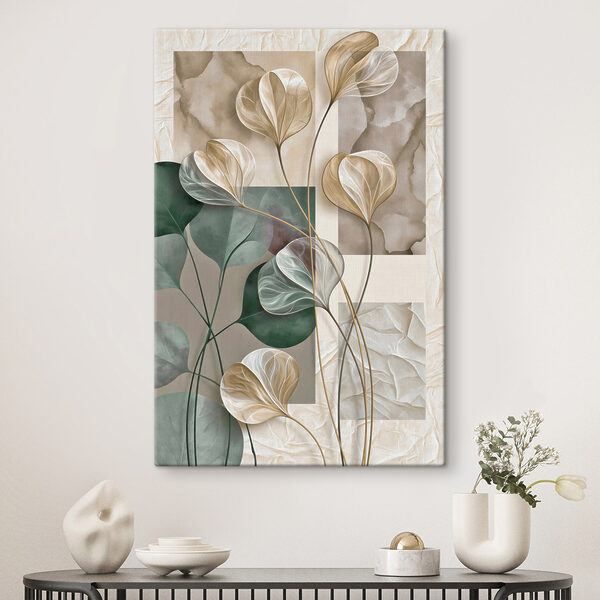 Delicate leaves against serene backgrounds