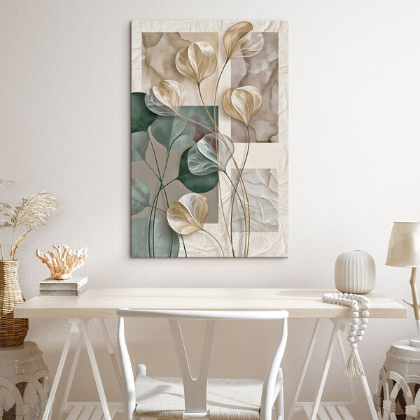Delicate leaves against serene backgrounds
