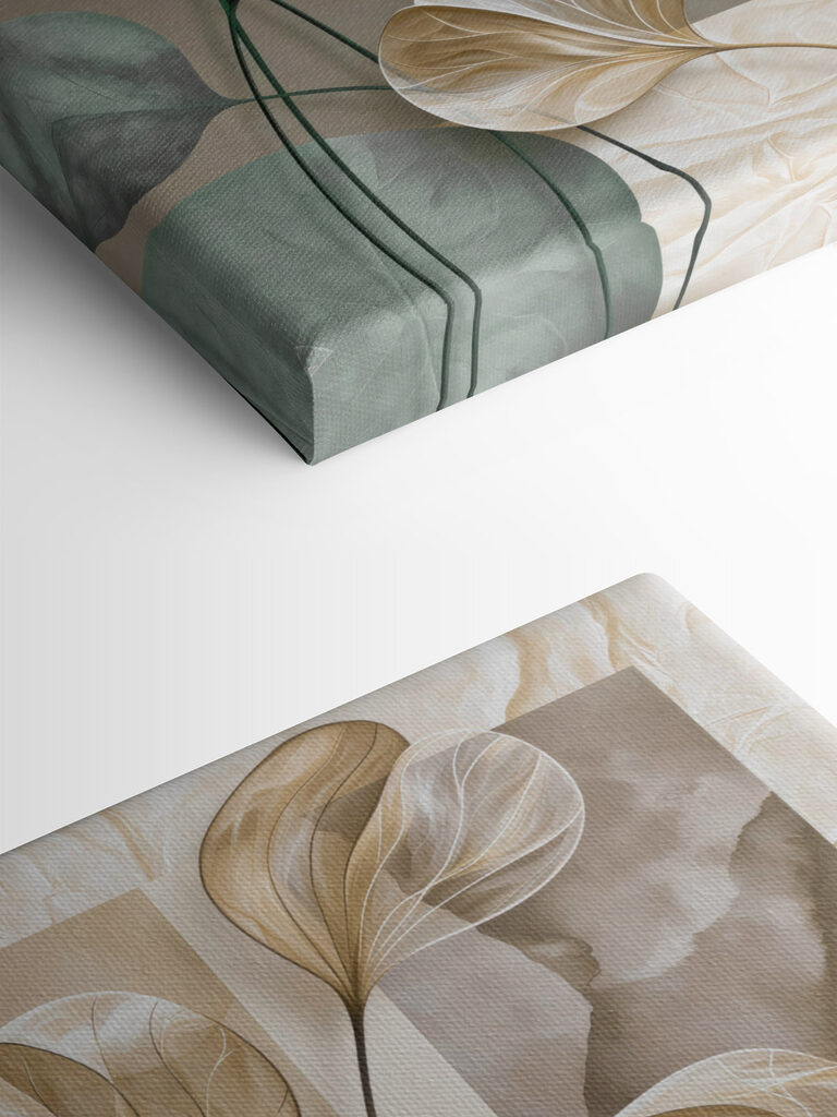 Delicate leaves against serene backgrounds