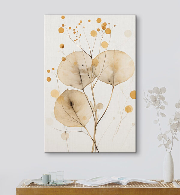 Delicate leaves with soft circular accents