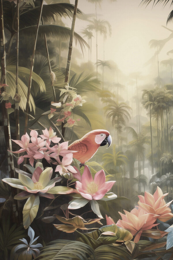 Bird sitting on flowers Bird sitting on flowers