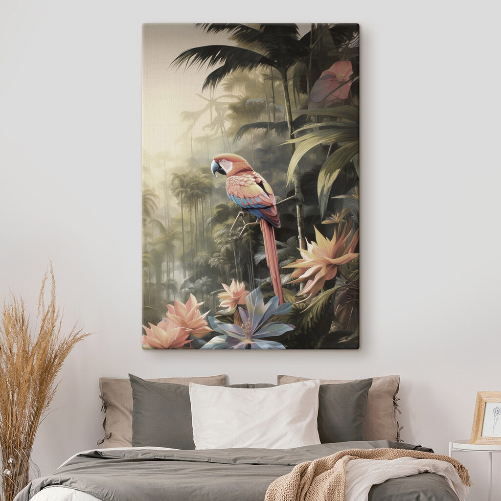 Colorful bird sitting on a branch in a forest Colorful bird sitting on a branch in a forest
