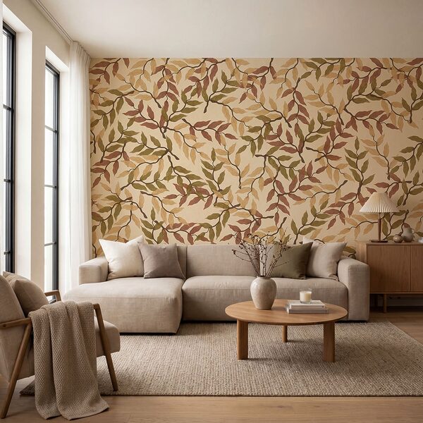 Motivo di foglie su sfondo beige Motivo di foglie su sfondo beige