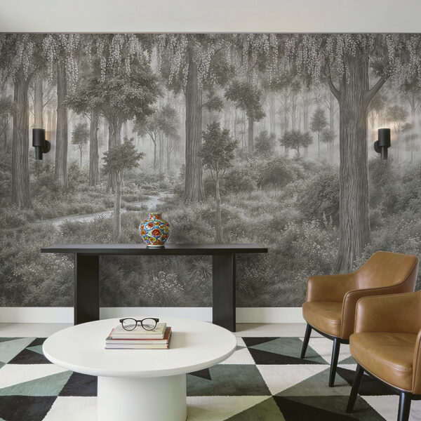 Dipinto raffigurante una foresta con alberi e piante Dipinto raffigurante una foresta con alberi e piante