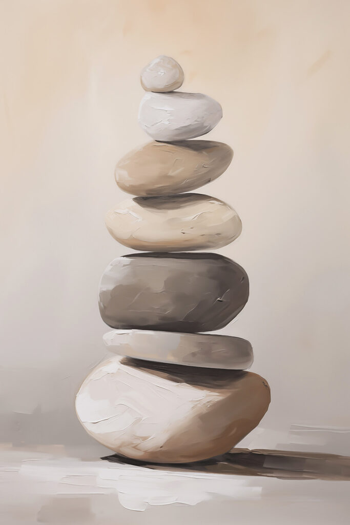 Stack of rocks on a table