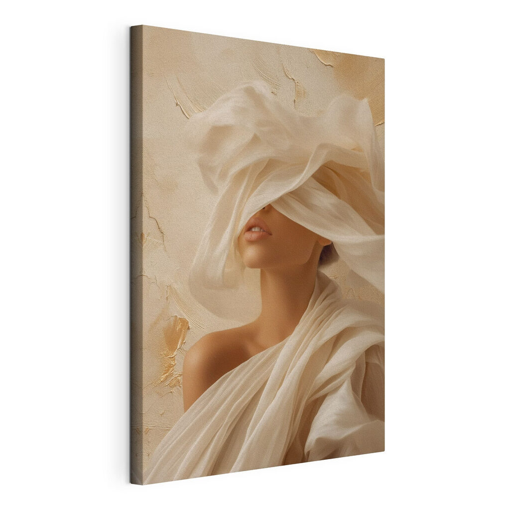 Woman with a white cloth covering her face