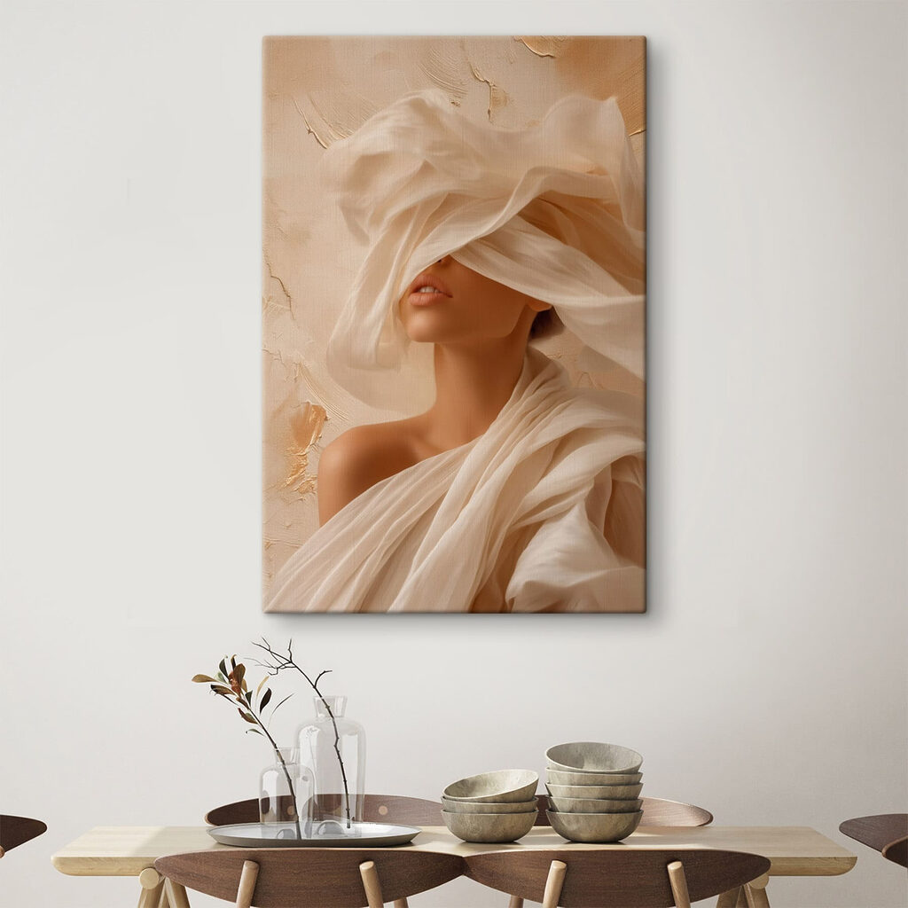 Woman with a white cloth covering her face