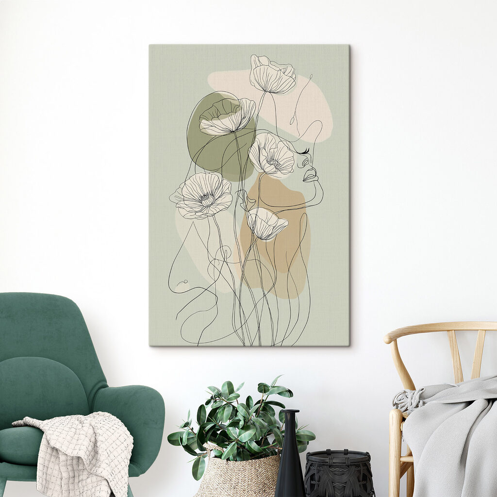 Drawing of a woman with flowers Drawing of a woman with flowers