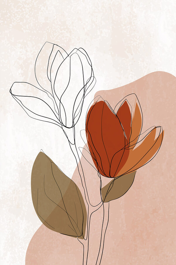 Drawing of flowers with leaves