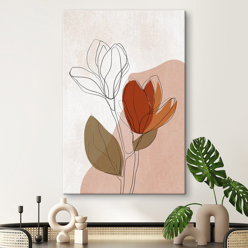 Drawing of flowers with leaves