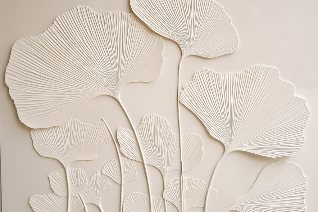 White wall with leaves White wall with leaves