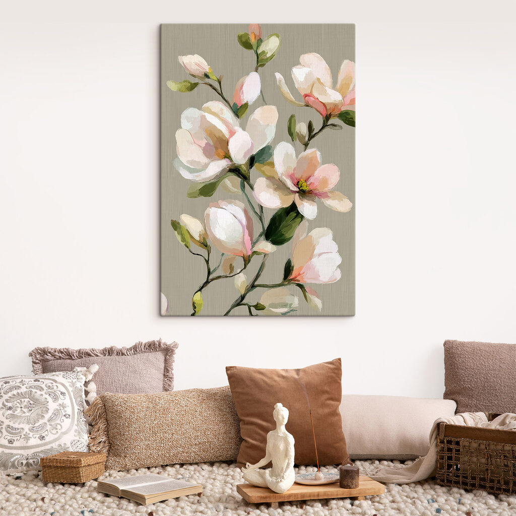Painting of flowers on a grey background