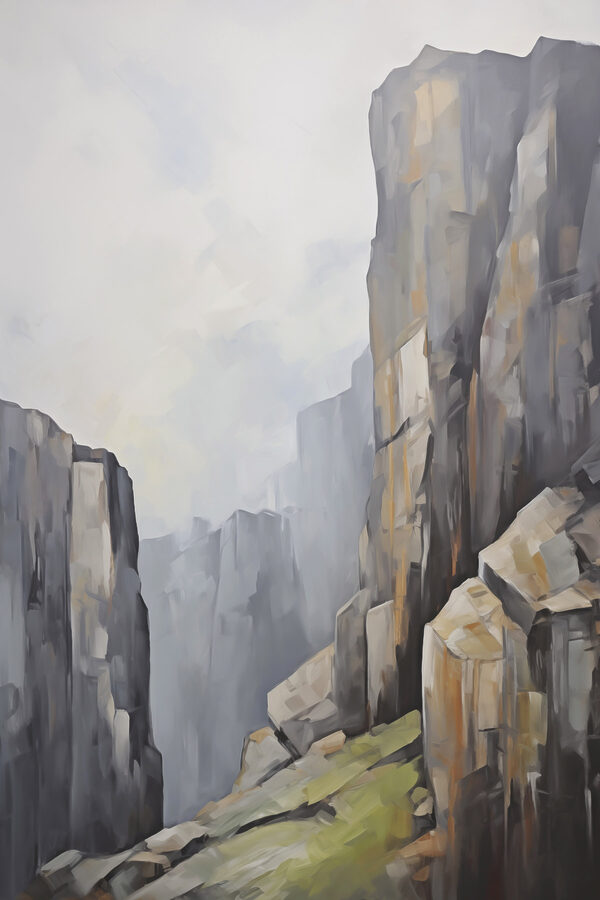 Painting of a rocky canyon Painting of a rocky canyon