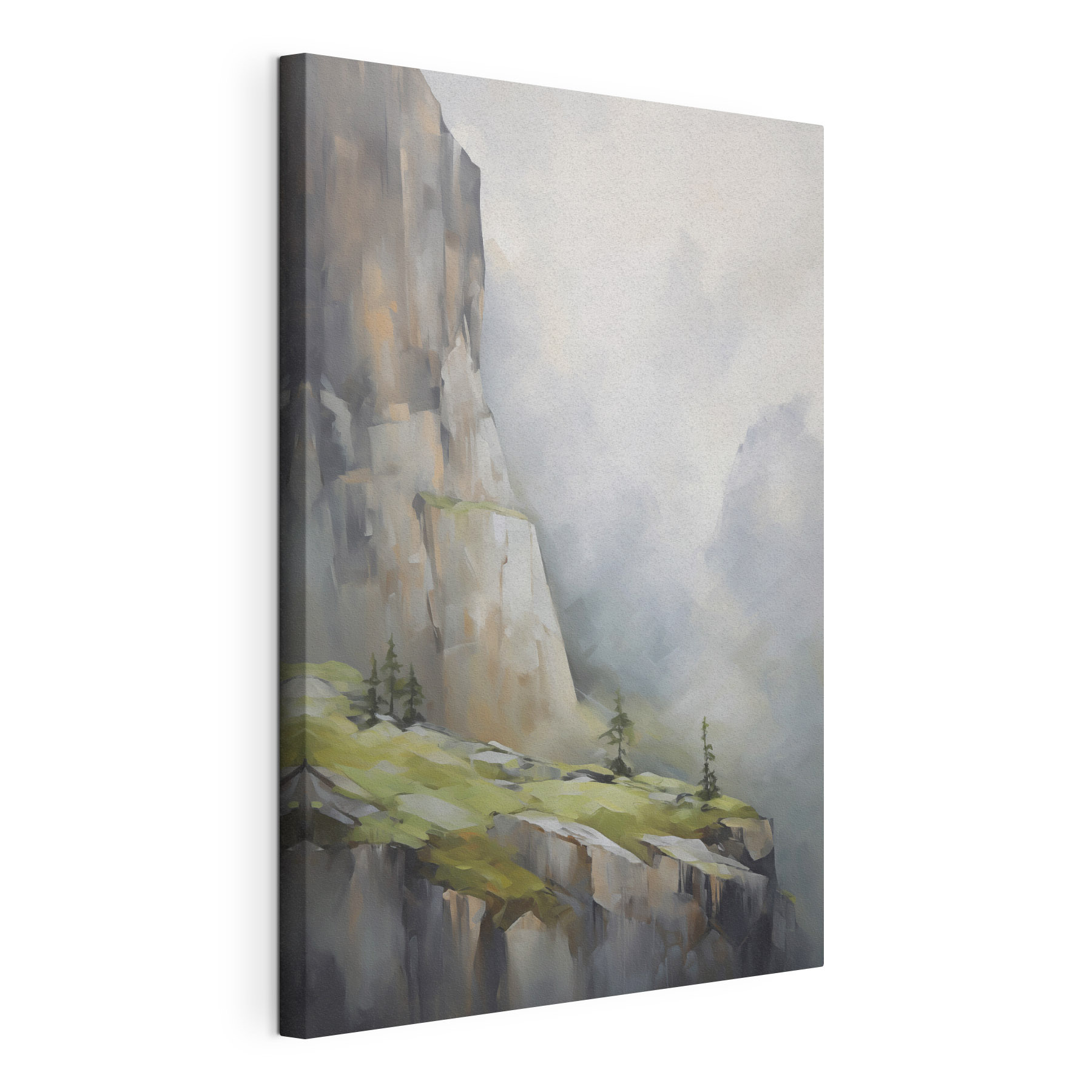 Painting of a mountain with trees Painting of a mountain with trees