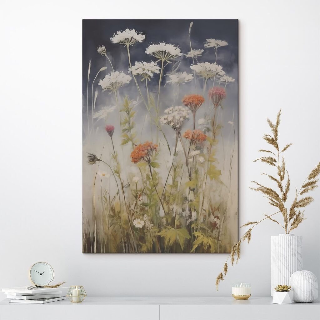 Painting of flowers in a field Painting of flowers in a field