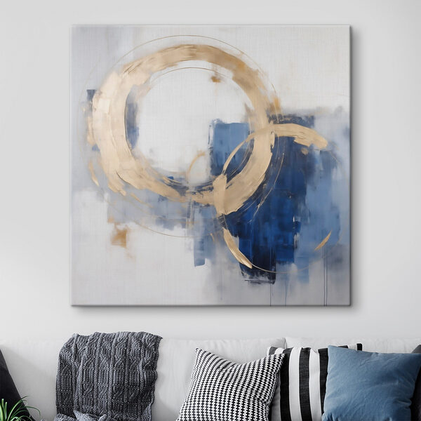 Painting of circles and blue and white