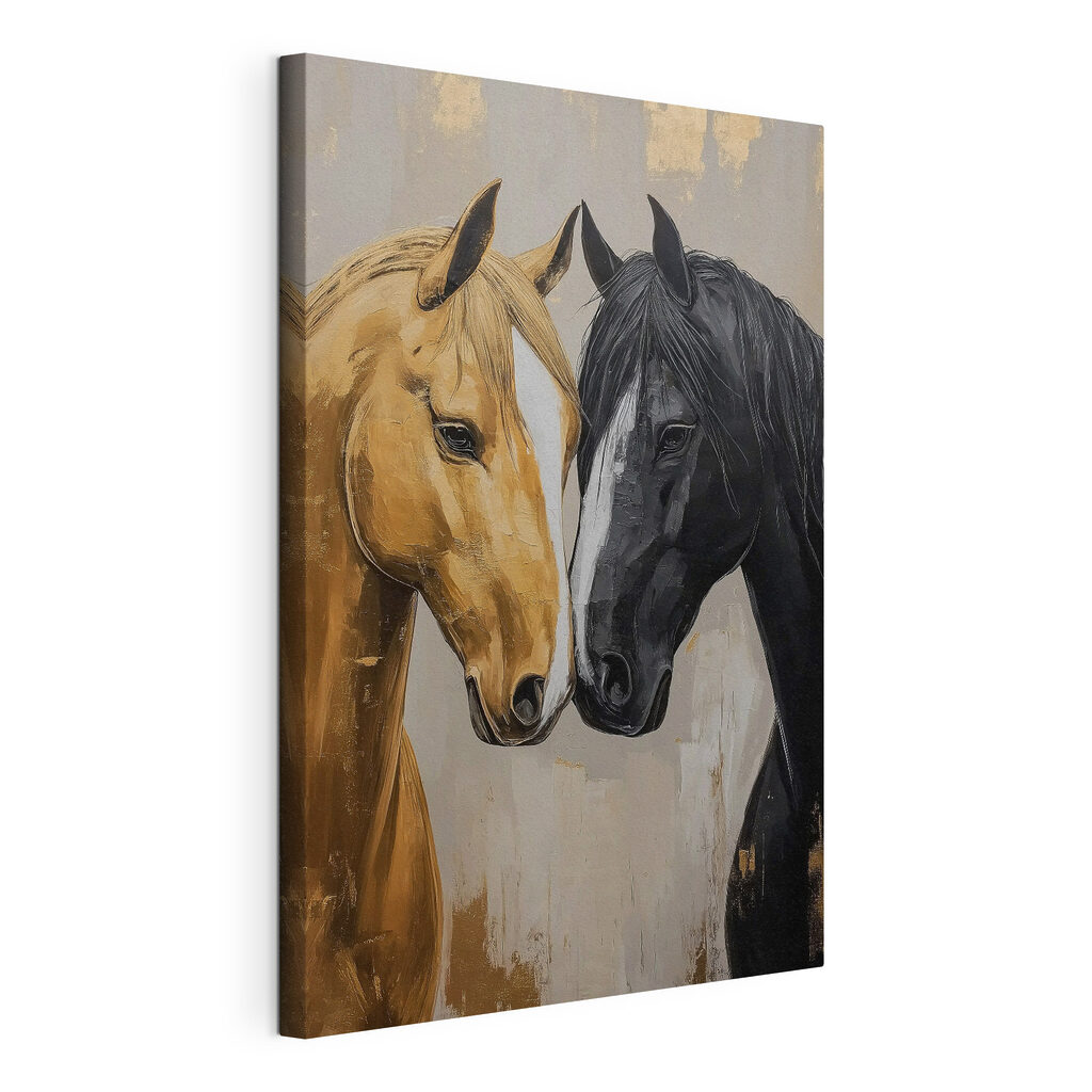 Two horses in gentle embrace