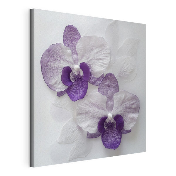 Quadri Fiori viola e bianchi su uno sfondo bianco