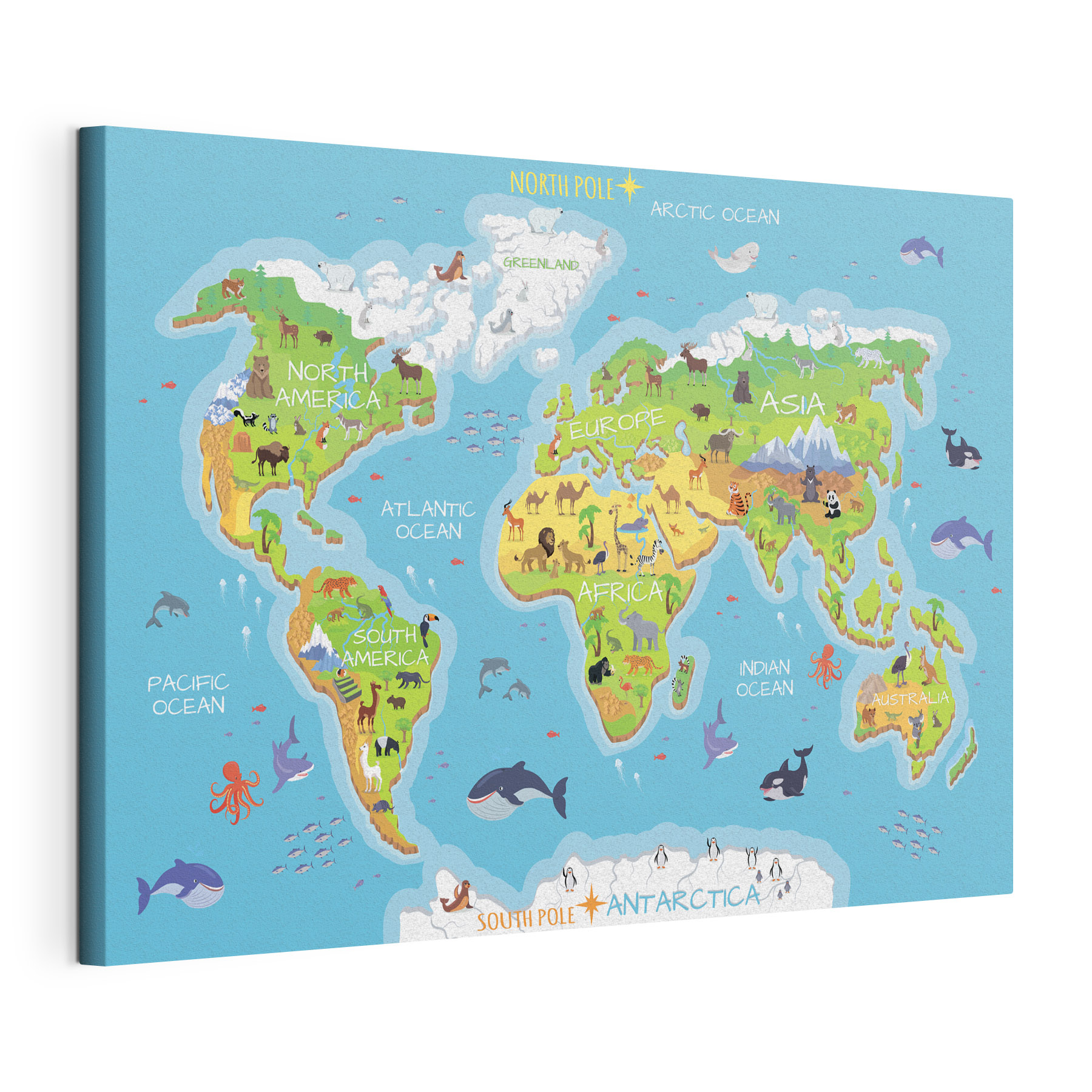 Map of the world with animals Map of the world with animals