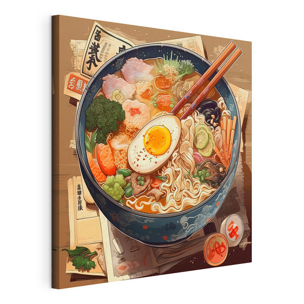 Una ciotola di ramen con le bacchette e un uovo Quadri Una ciotola di ramen con le bacchette e un uovo
