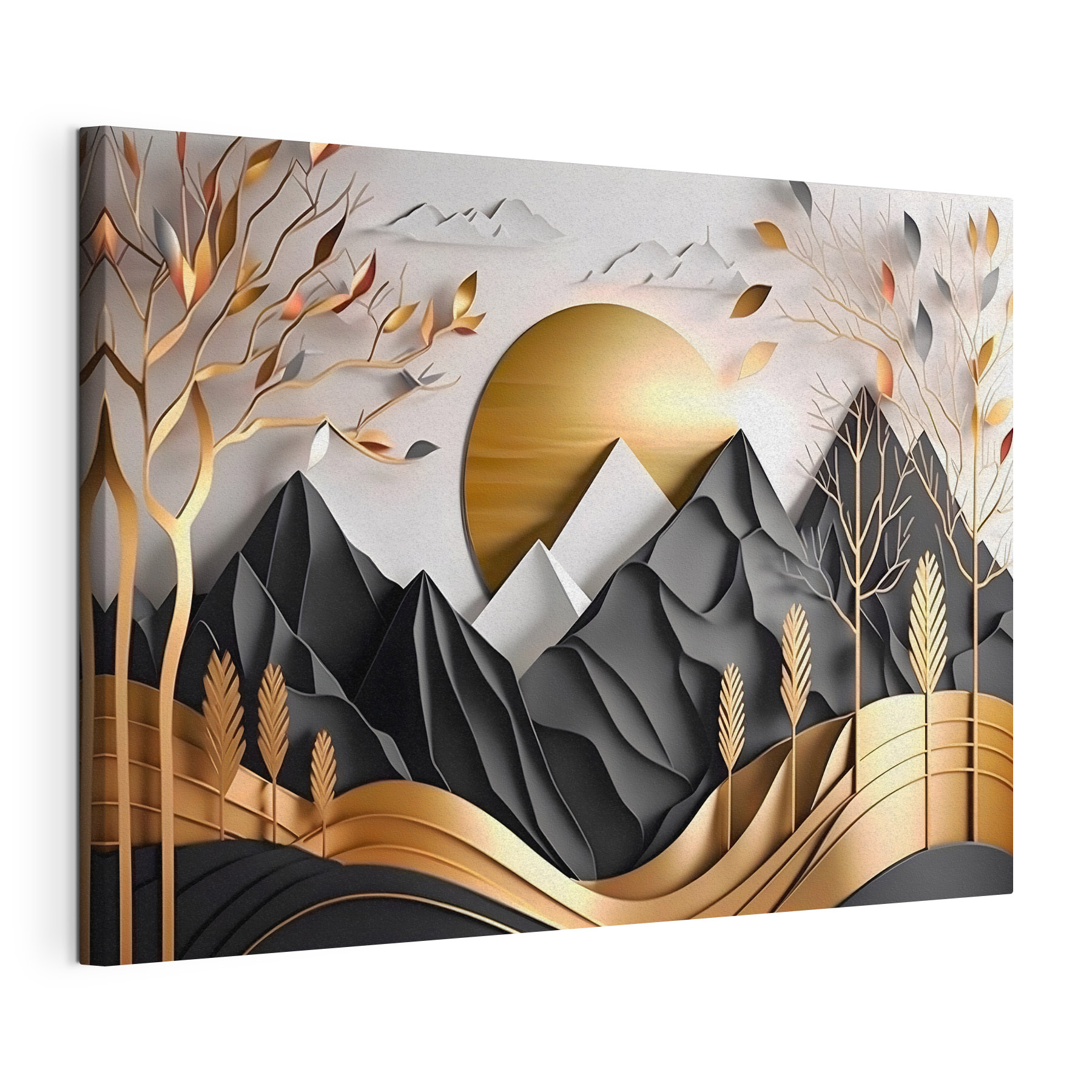 A paper cut out of a mountain landscape
