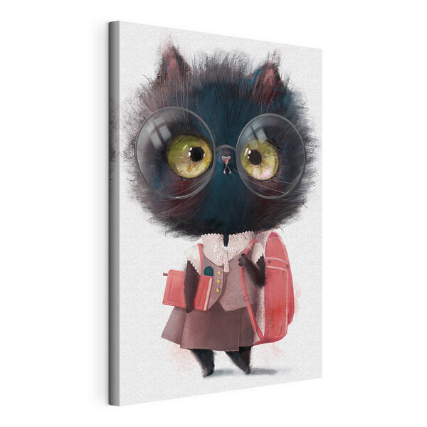 Un gatto con gli occhiali e l'uniforme scolastica Quadri Un gatto con gli occhiali e l'uniforme scolastica