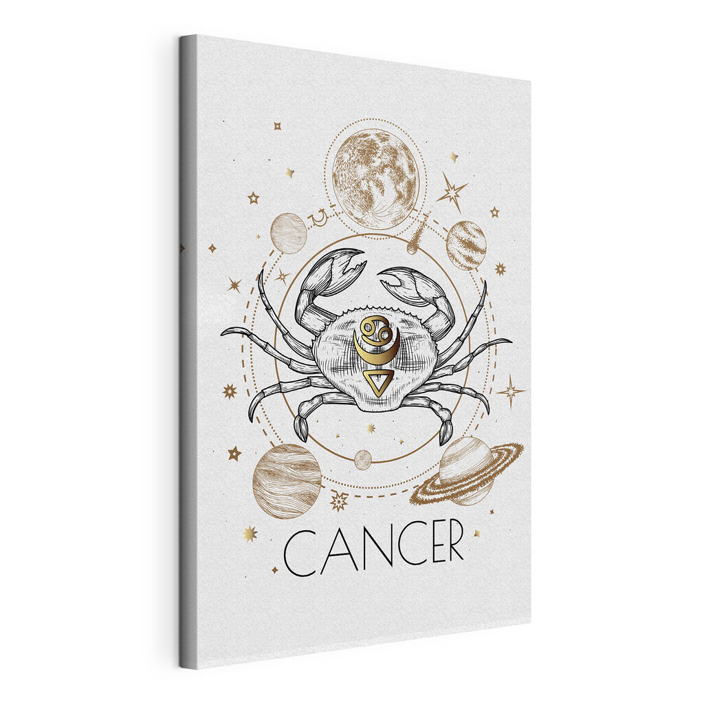 A cancer zodiac sign with planets and stars