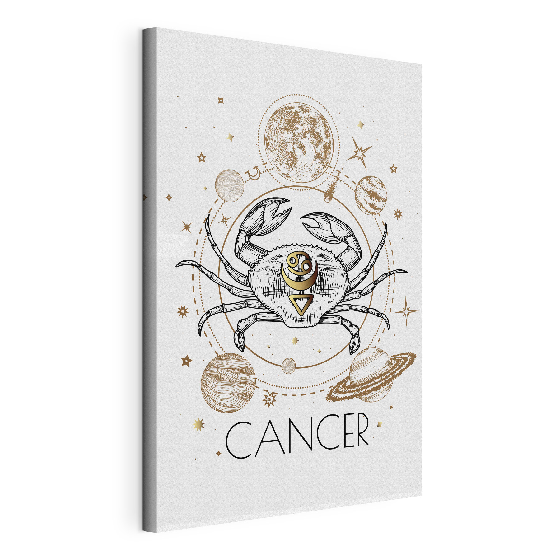A cancer zodiac sign with planets and stars