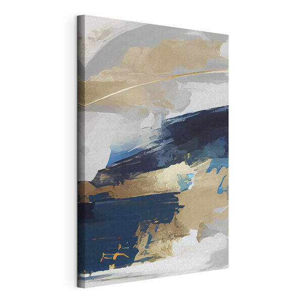 Quadri Un dipinto realizzato con colori blu, bianco e marrone