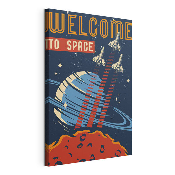 Un poster con navicelle spaziali che volano nel cielo Quadri Un poster con navicelle spaziali che volano nel cielo