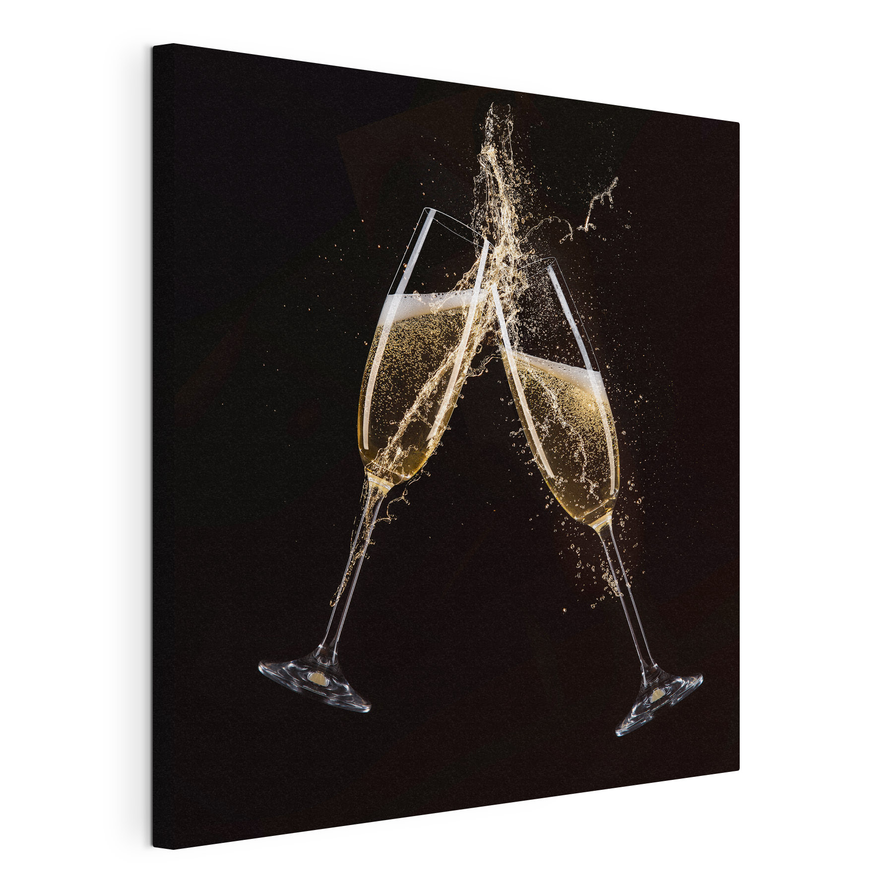 Two glasses of champagne with splashing liquid