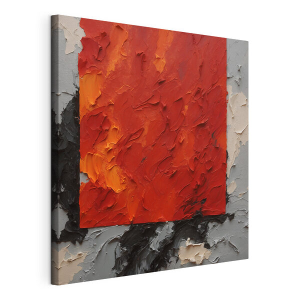 Un dipinto raffigurante un quadrato rosso realizzato con vernice bianca e nera Quadri Un dipinto raffigurante un quadrato rosso realizzato con vernice bianca e nera