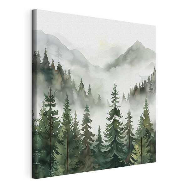 Un paesaggio di alberi e montagne Quadri Un paesaggio di alberi e montagne