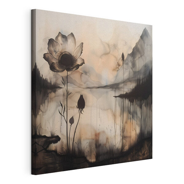Quadri Quadri Un dipinto raffigurante un fiore e un lago (COD: s38161)