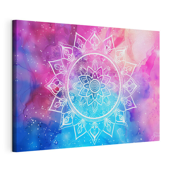Quadri Un mandala bianco su uno sfondo colorato