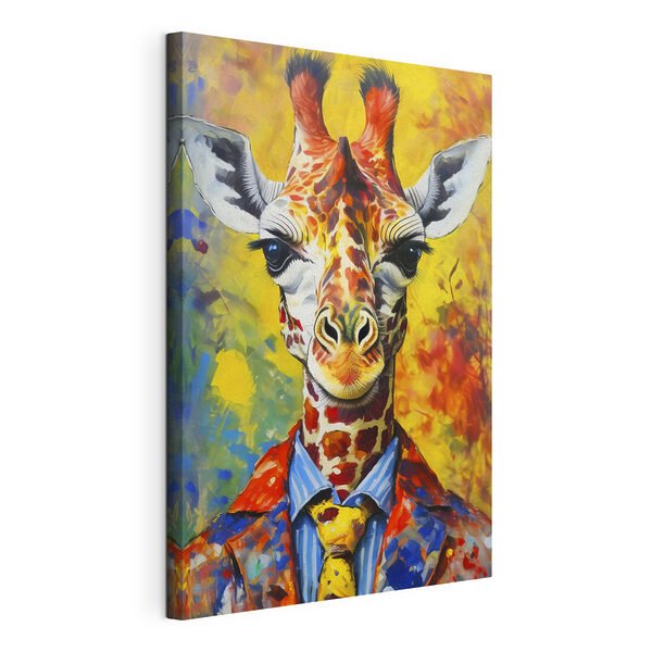 Quadri Un dipinto raffigurante una giraffa con indosso una camicia (COD: s38606) Quadri Quadri Un dipinto raffigurante una giraffa con indosso una camicia (COD: s38606)