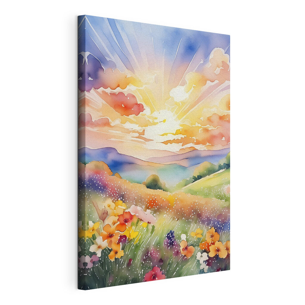 A painting of a field of flowers A painting of a field of flowers