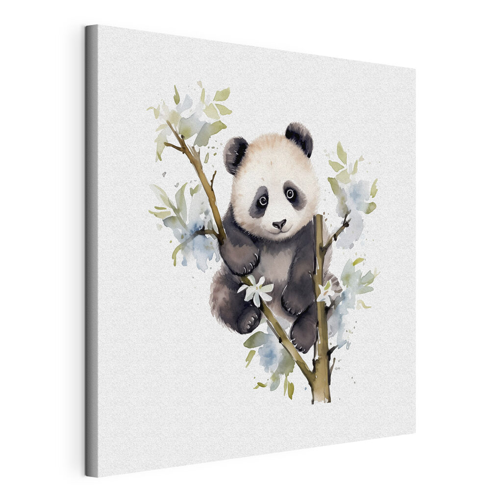 A panda bear on a tree branch