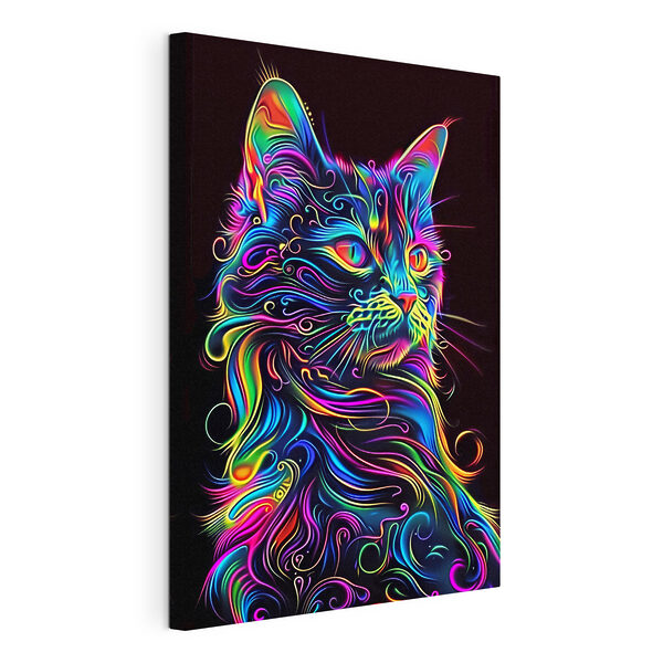 Quadri Quadri Un gatto colorato su sfondo nero (COD: s39311)