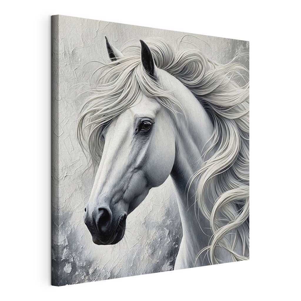 White horse with long hair White horse with long hair