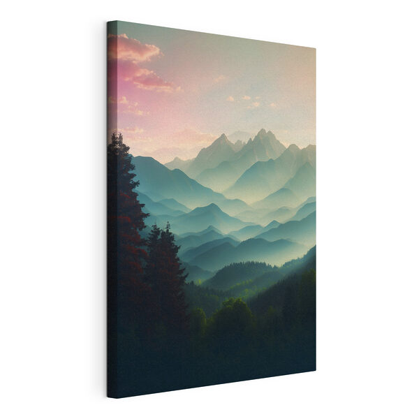 Quadri Quadri Catena montuosa con alberi e nuvole (COD: s39607)
