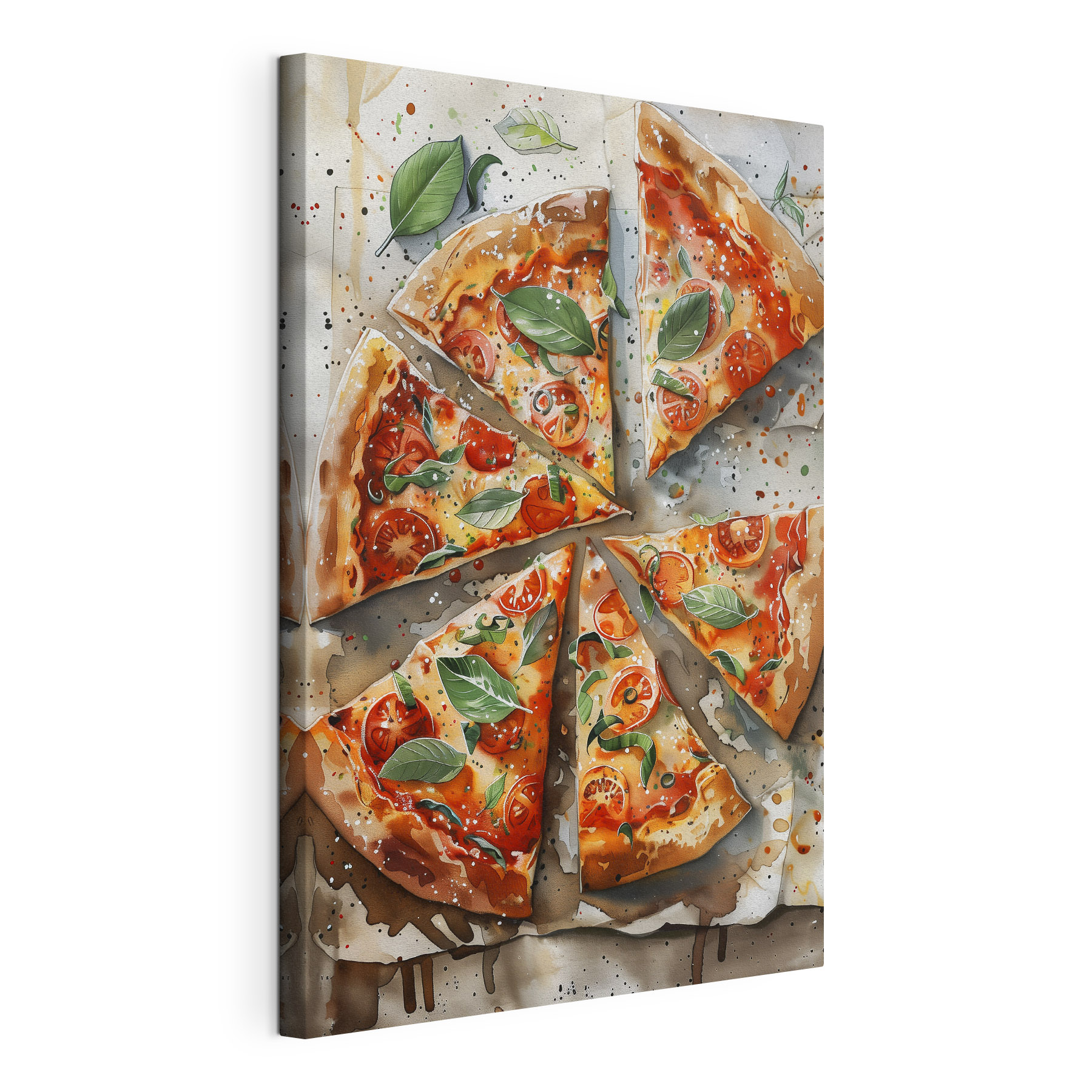 Pizza with tomatoes and basil